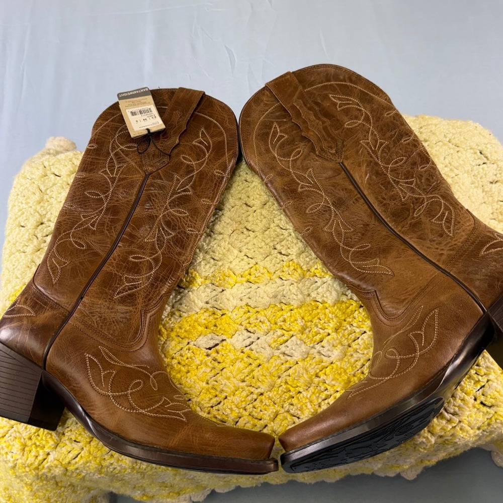 Ariat Womens Heritage D Toe Stretch Fit Dark Tan Leather Western Boots 10038313 - Picture 2 of 16
